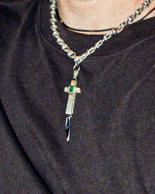 Silver Fila Sagrada Rosary with Emerald